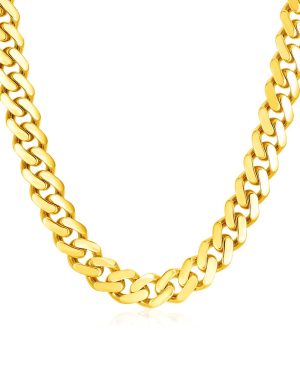 14k Yellow Gold Polished Miami Cuban Chain Necklace