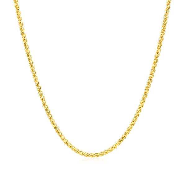 14k Yellow Gold Round Wheat Chain 1.5mm - Image 2