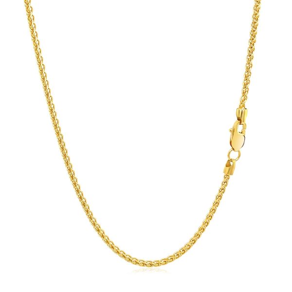 14k Yellow Gold Round Wheat Chain 1.5mm - Image 3