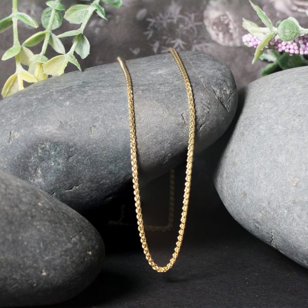 14k Yellow Gold Round Wheat Chain 1.5mm - Image 4