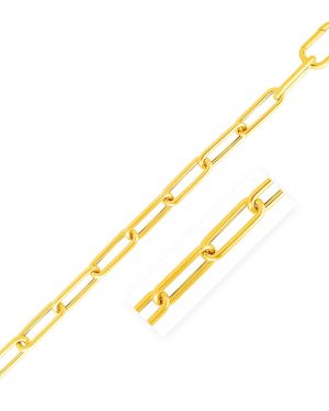 14k Yellow Gold Rounded Paperclip Chain Necklace