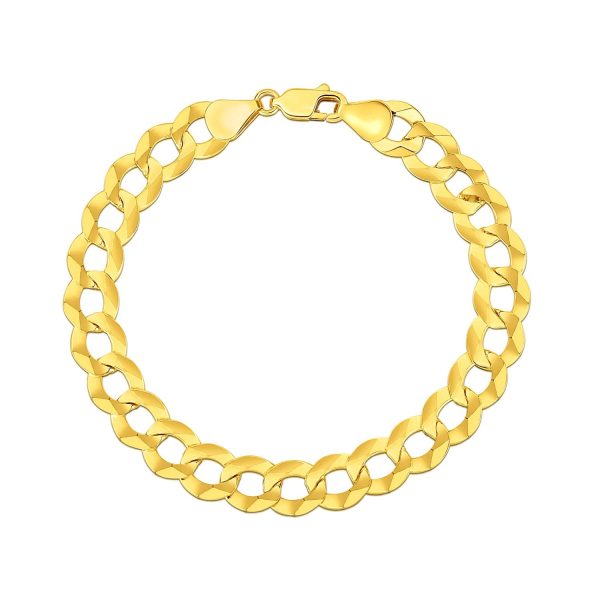 14k Yellow Gold Solid Curb Bracelet 10.0mm - Image 2