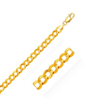 14k Yellow Gold Solid Curb Bracelet 10.0mm