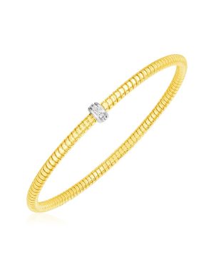 14k Yellow Gold Stretch Bangle with Diamonds