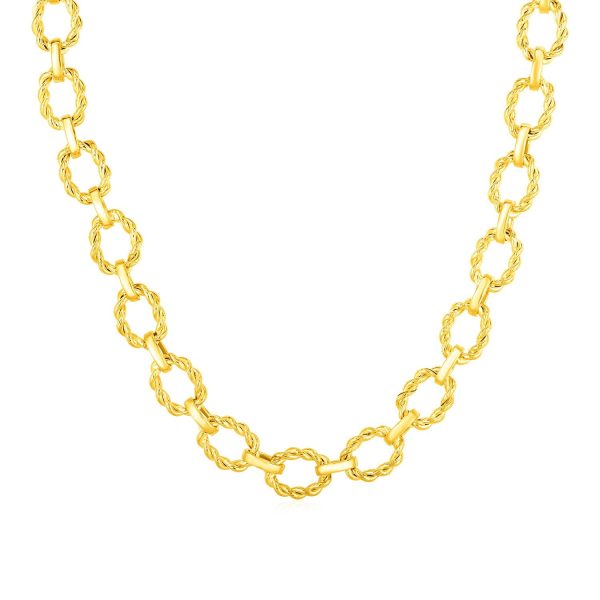 14k Yellow Gold Twisted Oval Link Necklace