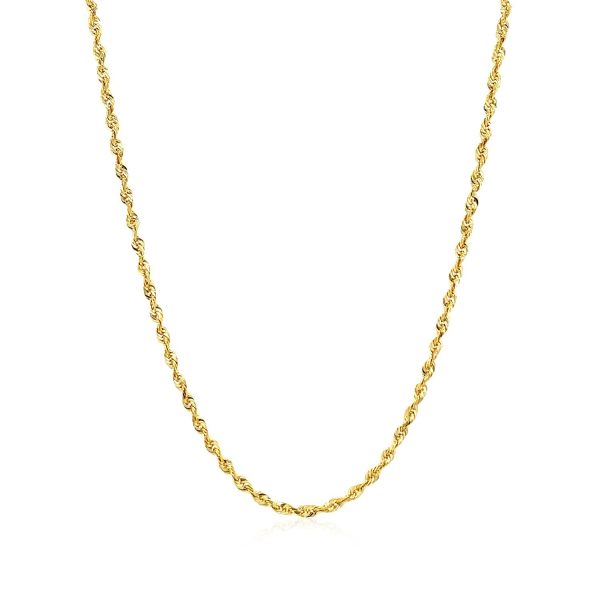 2.0mm 14k Yellow Gold Solid Diamond Cut Rope Chain - Image 2