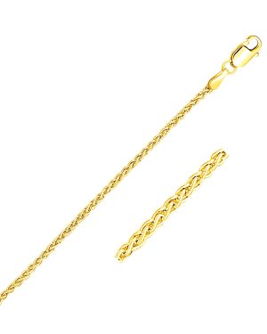 2.1mm 14k Yellow Gold Round Wheat Chain