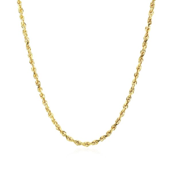 2.25mm 10k Yellow Gold Solid Diamond Cut Rope Chain - Image 2