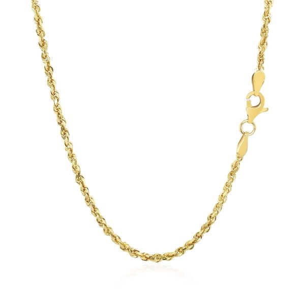 2.25mm 10k Yellow Gold Solid Diamond Cut Rope Chain - Image 3