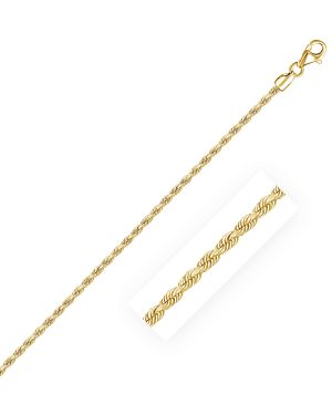 2.25mm 10k Yellow Gold Solid Diamond Cut Rope Chain