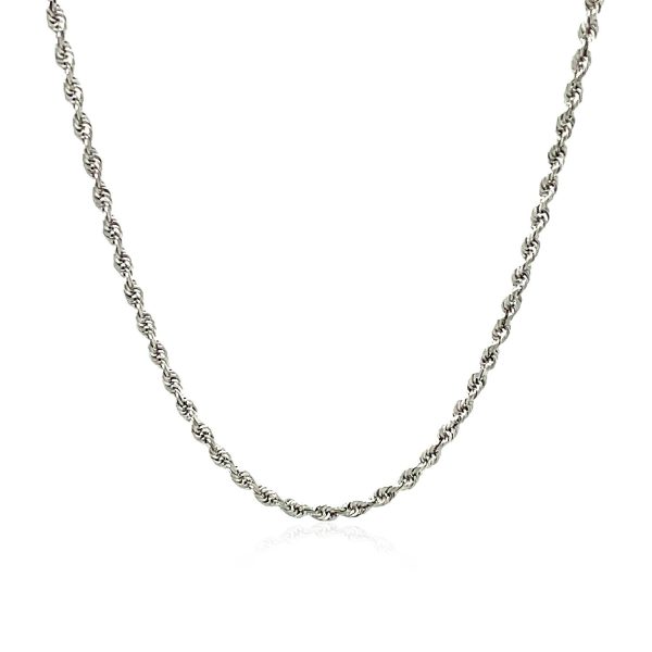 2.25mm 14k White Gold Solid Diamond Cut Rope Chain - Image 2