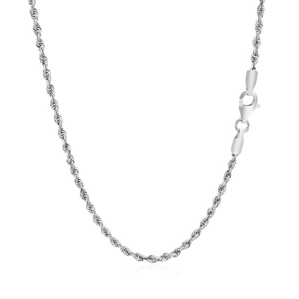 2.25mm 14k White Gold Solid Diamond Cut Rope Chain - Image 3