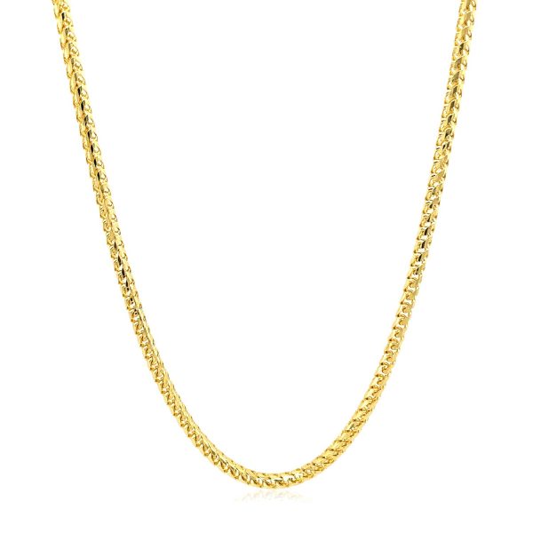 2.2mm 14k Yellow Solid Gold Diamond Cut Round Franco Chain - Image 2