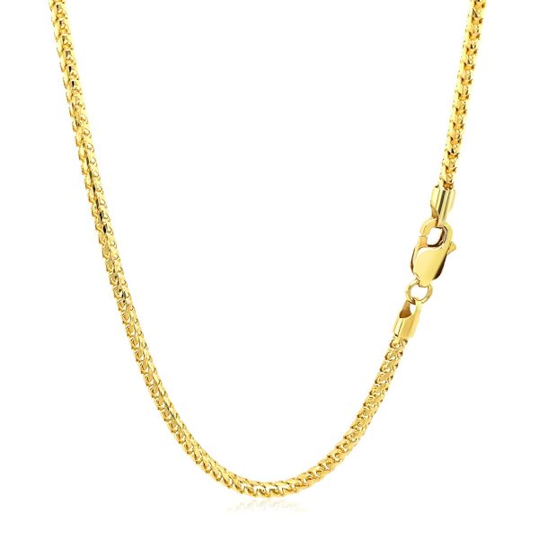 2.2mm 14k Yellow Solid Gold Diamond Cut Round Franco Chain - Image 3