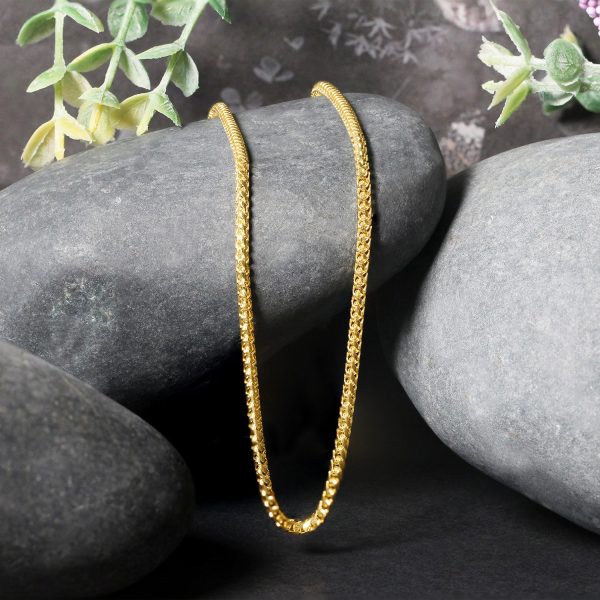 2.2mm 14k Yellow Solid Gold Diamond Cut Round Franco Chain - Image 4