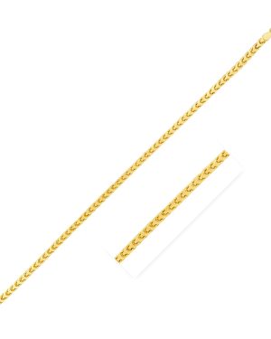 2.2mm 14k Yellow Solid Gold Diamond Cut Round Franco Chain