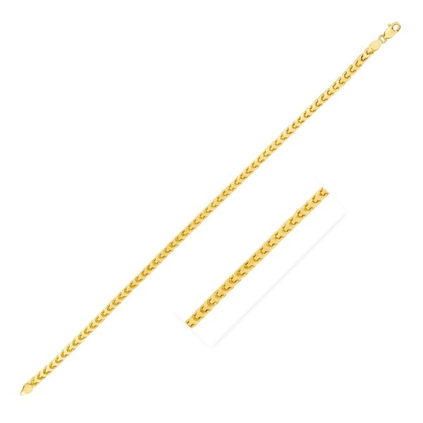 2.2mm 14k Yellow Solid Gold Diamond Cut Round Franco Chain