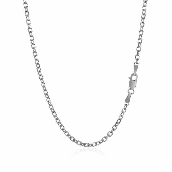 2.3mm 14k White Gold Diamond Cut Cable Link Chain - Image 3