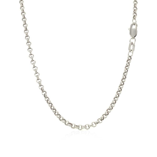 2.3mm 14k White Gold Rolo Chain - Image 3