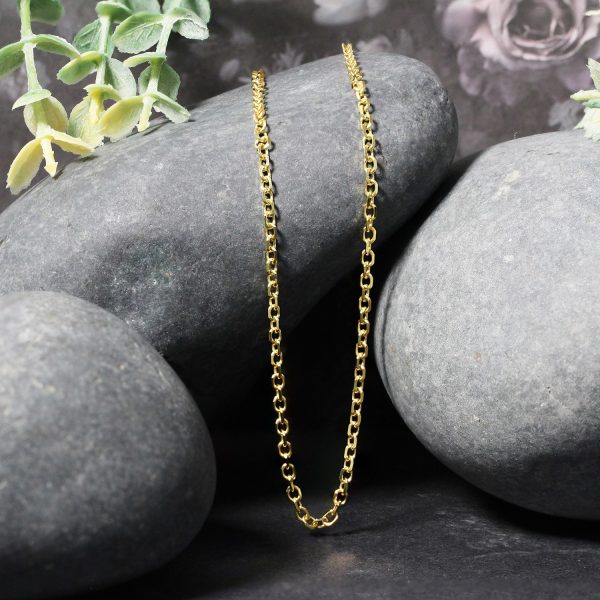 2.3mm 14k Yellow Gold Diamond Cut Cable Link Chain - Image 4