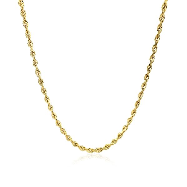 2.5mm 10k Yellow Gold Solid Diamond Cut Rope Chain - Image 2