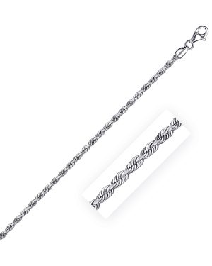 2.5mm 14k White Gold Solid Diamond Cut Rope Chain