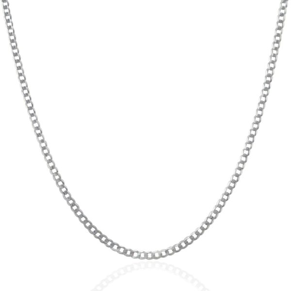 2.6mm 14k White Gold Solid Curb Chain - Image 2