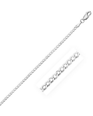 2.6mm 14k White Gold Solid Curb Chain