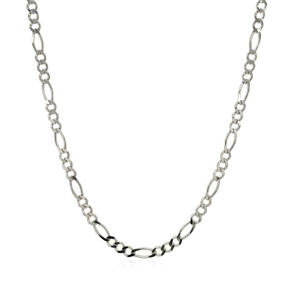 2.6mm 14k White Gold Solid Figaro Chain - Image 2