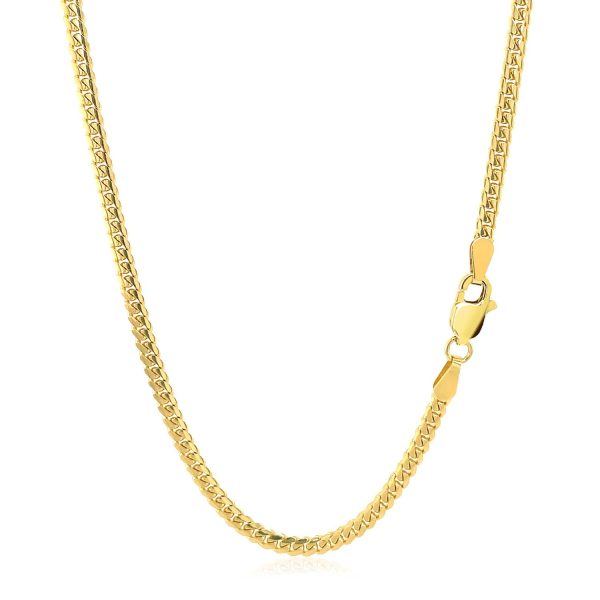 2.6mm 14k Yellow Gold Classic Solid Miami Cuban Chain - Image 3