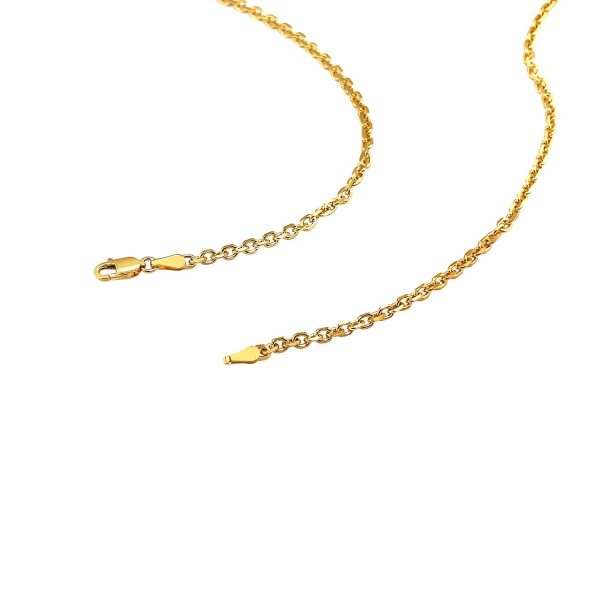 2.6mm 14k Yellow Gold Diamond Cut Cable Link Chain - Image 4