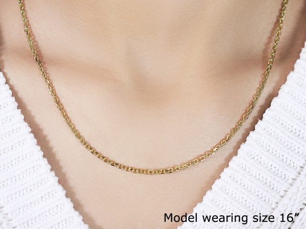 2.6mm 14k Yellow Gold Diamond Cut Cable Link Chain - Image 5