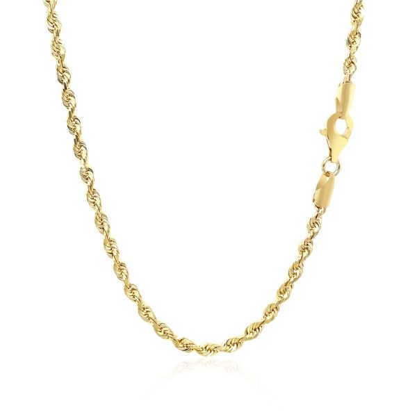 2.75mm 10k Yellow Gold Solid Diamond Cut Rope Chain - Image 3