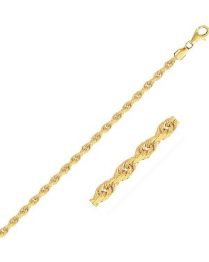 2.75mm 10k Yellow Gold Solid Diamond Cut Rope Chain