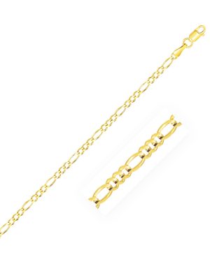 2.8mm 14k Yellow Gold Solid Figaro Chain