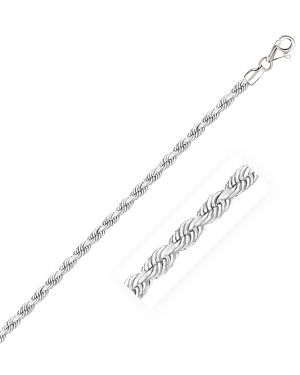 3.0mm 14k White Gold Solid Diamond Cut Rope Chain