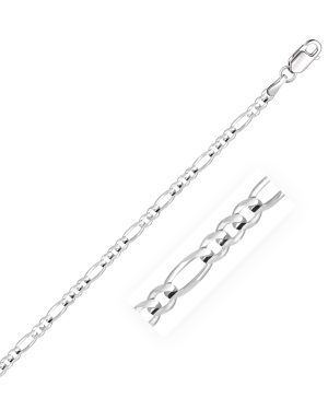 3.0mm 14k White Gold Solid Figaro Chain