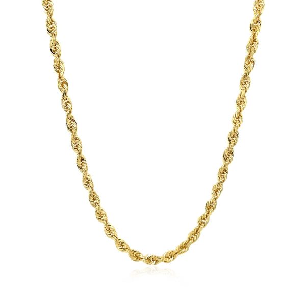 3.0mm 14k Yellow Gold Solid Diamond Cut Rope Chain - Image 2