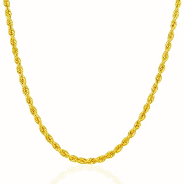 3.0mm 14k Yellow Gold Solid Rope Chain - Image 2