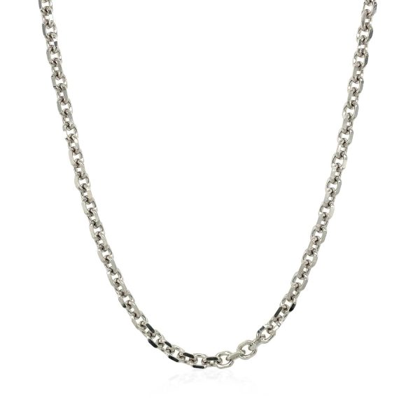 3.1mm 14k White Gold Diamond Cut Cable Link Chain - Image 2