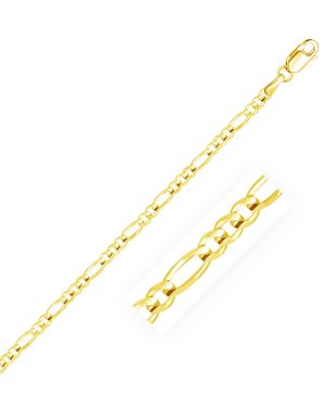 3.1mm 14k Yellow Gold Solid Figaro Chain