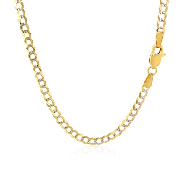 3.2 mm 14k Two Tone Gold Pave Curb Chain - Image 3