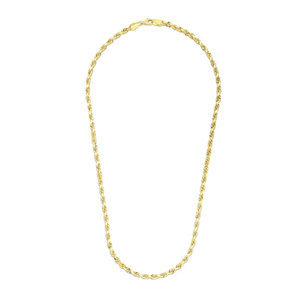 3.5mm 14k Yellow Gold Solid Diamond Cut Rope Chain - Image 2