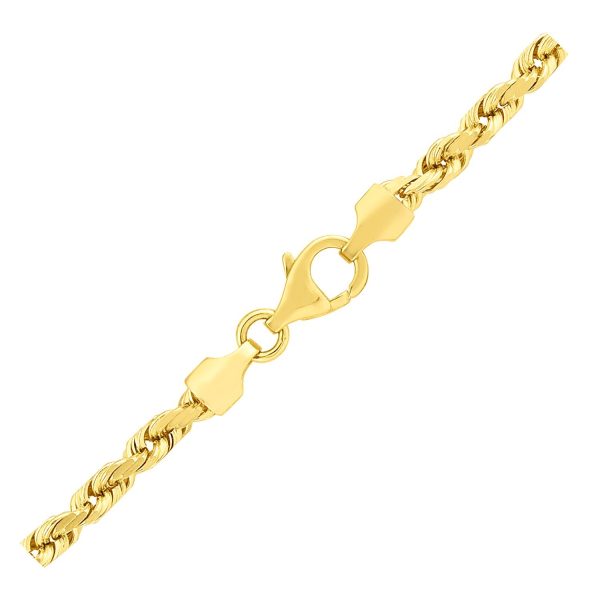 3.5mm 14k Yellow Gold Solid Diamond Cut Rope Chain - Image 3