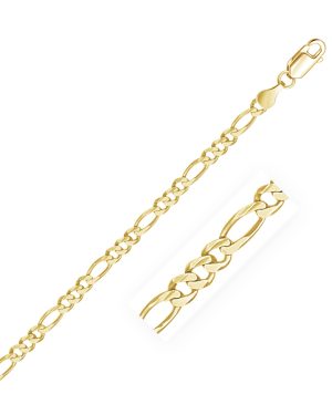 3.8mm 14k Yellow Gold Solid Figaro Chain