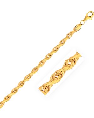 4.0mm 10k Yellow Gold Solid Diamond Cut Rope Bracelet