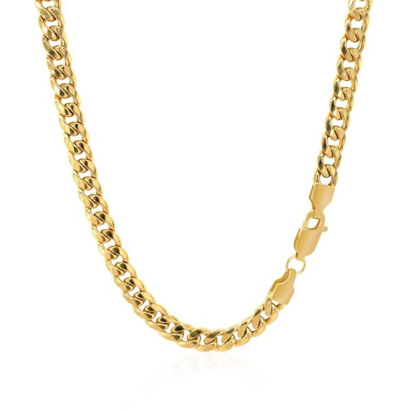 4.5mm 14k Yellow Gold Miami Cuban Semi Solid Chain - Image 3