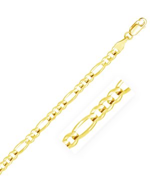 4.5mm 14k Yellow Gold Solid Figaro Chain