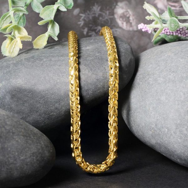 4.6mm 14k Yellow Solid Gold Diamond Cut Round Franco Chain - Image 2