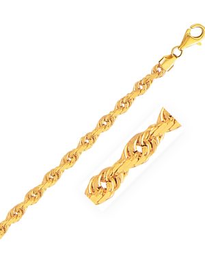 5.0mm 10k Yellow Gold Solid Diamond Cut Rope Chain